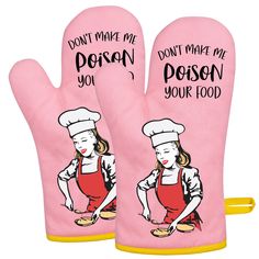 PRICES MAY VARY. Funny oven mitts set of 2; Baking gifts for women who love to bake; These cute oven mitts with saying "Don't make me p your food" will be great gifts for mom, mother in law, bakers, female chef, wife, friends, daughter, sister, sister in law, best friend, BFF, bestie, neighbor, hostess, girlfriend, fiancee Great conversation starter; Please remember not to carp about the lady in the kitchen; Treat her nicely or she may do something beyond your imagination; Decorative double-side Cute Oven, Pink Oven, Baking Cute, Baker Gifts, Cooking Gifts, Friends Valentines, Funny Mom Gifts, Baking Gifts, Unique Houses