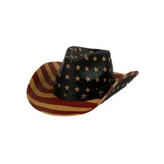 Top Headwear Outback Tea Stained Vintage Western USA American Patriotic Cowboy Hat Size: One Size.  Color: Multicolor.  Gender: male.  Age Group: adult. Cheap Retro Adjustable Cowboy Hat, Distressed Brown Summer Hat, American Flag Cowboy Hat, American Patriot, Tea Stains, Vintage Western, Hat Sizes, Cloth Bags, Cowboy Hats