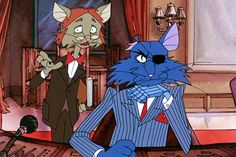 two cartoon cats dressed up in suits and ties