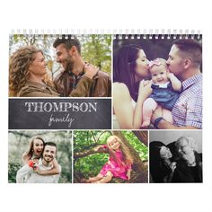 a family photo calendar is shown with the words, family photos and their names on it