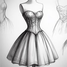 a drawing of a dress on a mannequin