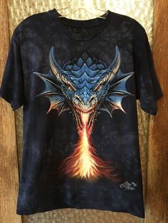 Fantastic new fire breathing dragon graphic tie dye T-shirt made by The Mountain, 100% cotton, brand new condition, multiple unisex adult sizes available, tie dye pattern will vary by size Dragon Tshirt, Dragon Graphic, Fire Breathing Dragon, Fire Breathing, Tie Dye Pattern, Tie Dye Patterns, Tie Dye T Shirts, Dye T Shirt, The Mountain