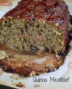 a meatloaf is cut into slices on a plate