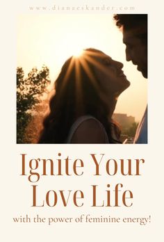 a man and woman standing next to each other with the words ignte your love life