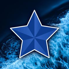 a blue star with waves in the background