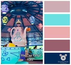 the mad tea party hues are blue and pink