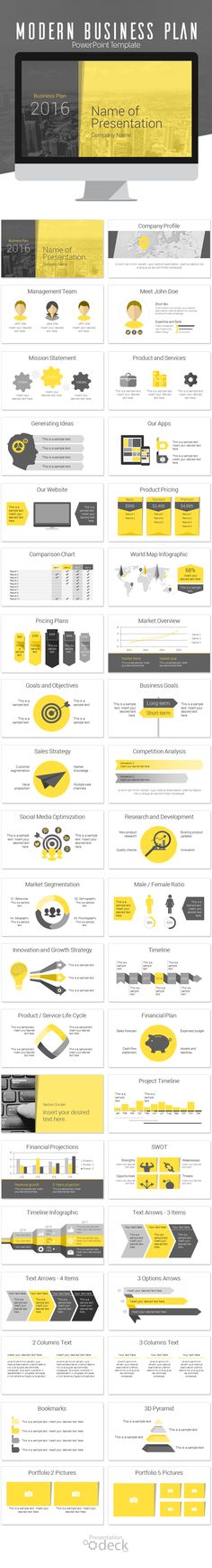 an image of a yellow and black website page with the words modern business plan on it