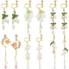 PRICES MAY VARY. Package includes: you will receive 6 pairs flower clip on earrings for women girls, including cherry blossom, bell orchid, and other styles, many different options, which can satisfy your different everyday dress up demands. Different color has different glamour. Premium material: our long flower clip on earrings made of hypoallergenic 316L stainless steel and acrylic material, nickel-free and lead-free. The surface is polished with excellent texture the earring look very shiny Clip In Earrings, Cute Dangling Earrings, Kirby Earrings, Special Gifts For Him, Long Flowers, Bling Earrings, Bohemian Flowers, Asymmetrical Earrings, Long Dangle Earrings