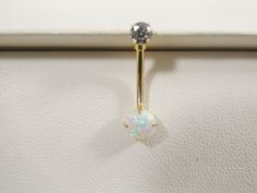 Brand new real solid 014 gauge 14k yellow gold opal belly button ring 3.5mm aaa cubic zirconia shiny stone top screw  high polish great finish luxury attractive look high quality screw on and off guarantee real 14k gold mark and stamp on the banana bar and the top srcew come in nice gift box make it perfect gift for any occasion Ring Piercing, Belly Button Ring, Button Ring, Stone Top, Gorgeous Bracelet, Belly Rings, Body Jewellery, Huggies Earrings, Belly Button