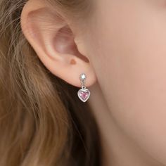 Pretty in pink! This sweet pair of small screw back dangle earrings for girls is sure to make someone smile! Crafted entirely of 925 sterling silver, these earrings are hypoallergenic and safe for children with sensitive ears / skin.  They feature threaded posts and a safety back system to ensure your child's earrings stay comfortably in place.  These toddler & young girl earrings make a perfect gift for any occasion as well as for ever day fashion. Complimentary gift box is included for easy gi Earrings For Kids, Hearts Earrings, Girl Earrings, Make Someone Smile, Hearts Girl, Earrings For Girls, Thread Earrings, Kids Earrings, Day Fashion