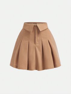 Khaki Casual Collar  Knitted Fabric Plain Pleated Embellished Slight Stretch  Tween Girls Clothing Classy Style Outfits, Classy Short Dresses, Neat Casual Outfits, Modest Dresses Fashion, Pleats Skirt, Chic Dress Classy, Girls Skirts, Office Skirt, Cute Dress Outfits