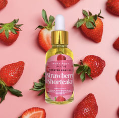 Our Strawberry Shortcake scented body oil smells simply divine! It give strawberry sweetness. It smells berry YUMMY! A customer must-have favorite! Body Glow Oil, Skin Care Lotions, Fruit Loops