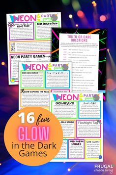 glow in the dark party games with text overlay