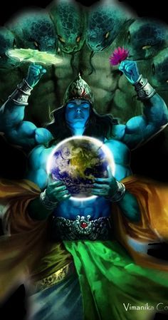 the avatar of lord rama with his hands in front of him, and an image of earth