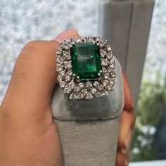 "𝐃𝐞𝐬𝐜𝐫𝐢𝐩𝐭𝐢𝐨𝐧 : *Cocktail Ring For Women, Green Emerald Cut CZ Stone Ring, 925 Silver Party Wear Ring, Wedding Bridal Ring, Engagement Anniversary Gift Ring. ❖ 𝐃𝐢𝐚𝐦𝐨𝐧𝐝 𝐃𝐞𝐭𝐚𝐢𝐥𝐬 *Color : White, Green *Clarity : VVS *Cut : Excellent *Center Stone Shape : Emerald Cut *Center Stone Size : 11*9 MM *Center Stone Weight : 5.21 CT *Side Stone Size : 1.60, 1.70, 2.00 MM *Side Stone Weight : 1.30 CT  *Total Carat Weight : 6.51 CT (Approx.) *Type : Cubic Zirconia (CZ) *We have all types of fancy & color Gemstone. For more queries please contact us immediately. ❖ 𝐑𝐢𝐧𝐠 𝐃𝐞𝐭𝐚𝐢𝐥𝐬 *Metal Purity : Solid Gold (10K, 14K, 18K); 925 Sterling Silver *Stamp : Yes (As per metal purity) *SKU : SR16379 *Making Process : Handmade > Crafted by our experienced craftsman. ❖ 𝐂𝐮𝐬𝐭𝐨𝐦 Luxury Unique Green Diamond Ring, Luxury Silver Cluster Ring With Emerald, Luxury Green Topaz Ring For Anniversary, Fine Jewelry Diamond Ring With Center Stone For Party, Dazzling Round Cut Diamond Ring For Parties, Brilliant Cut Fine Jewelry Rings For Party, Fine Jewelry Diamond Ring For Party, Brilliant Cut Rings For Party, Fine Jewelry Brilliant Cut Rings For Party