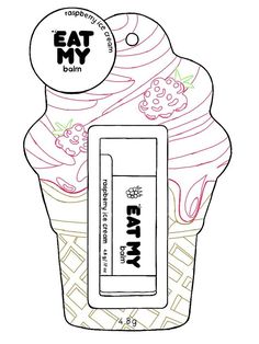 an ice cream cupcake with the word eat my on it's front and side