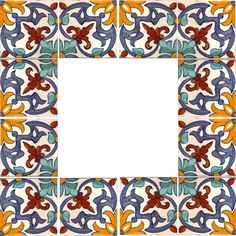 an artistic tile design with colorful flowers and leaves