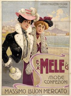 an old poster with two women in hats