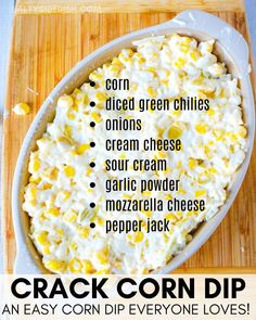 an easy corn dip recipe in a casserole dish