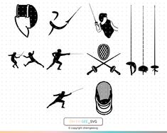 the silhouettes of different sports related objects