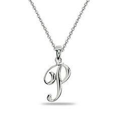 Wear this stylish pendant necklace to enhance your daytime and evening attire. This classic initial features a polished script alphabet letter, perfect as a dainty necklace for all. This letter pendant necklace dangles from an 18-inch rolo chain and secures with a spring ring clasp. They are crafted of fine sterling. This trendy necklace in fine jewelry is a great addition to your sterling silver jewelry and personalized jewelry collections. It can be purchased as gifts for women, teens and girls. Size: one size.  Gender: female.  Age Group: kids. P Necklace, P Letter, Script Alphabet, Trendy Necklace, Letter Pendant Necklace, Trendy Necklaces, Letter Pendants, Sterling Silver Necklace Pendants, Girls Necklaces