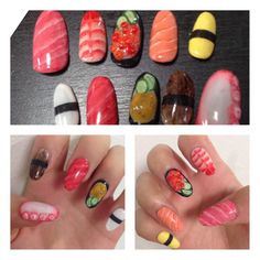 Sushi Nails, Poppin Nails, 3d Nail Designs, French Tip Acrylic Nails