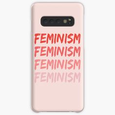 a pink phone case with the words feminist and feminineism on it samsung snap case