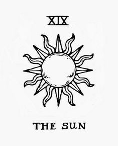 the sun is depicted in this black and white drawing