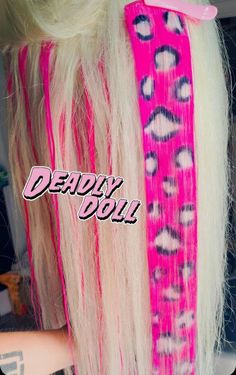 I love this one so much its time consuming but the pay off is worth it 💯 you get 2 of these hand painted human hair extensions with clips sewn on. Thank you guys so much I cannot thank you enough for keeping my creativity flowing and fueling my imagination 💕👑 Deadly Doll, Scene Queen, Goth Rave, Scene Queens, Emo Kid, Mall Goth, Pink Leopard, Human Hair Extensions, Clip Ins