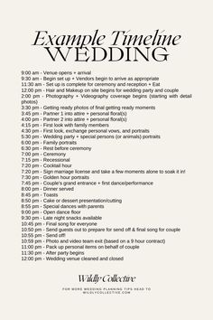 the wedding program is shown in black and white