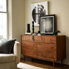 a living room scene with focus on the dresser