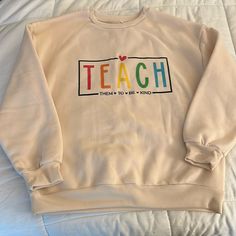 Nwot Cream Teacher Shirt. 100% Polyester Teacher Shirts Cricut, Teacher Vinyl Shirts, Teaching Shirts, Becoming A Teacher, Vinyl Shirts, Teacher Outfits, Teacher Tshirts, Early Childhood Education, Teacher Shirts