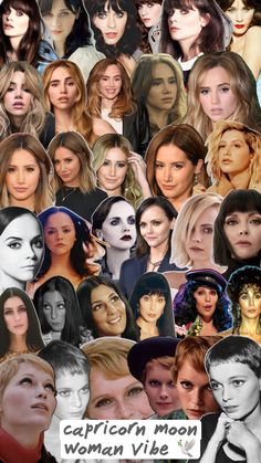 a collage of women with different faces and hair colors, including one woman's face