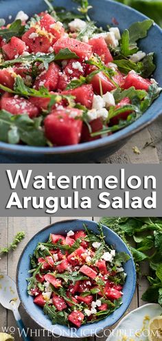 watermelon and arugula salad with feta cheese