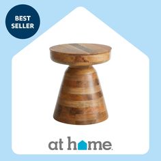 a wooden stool with the words best seller at home on it's front cover