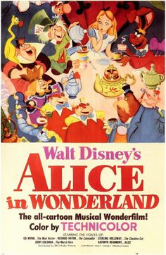 the poster for walt's alice and the wonderland movie is shown in this image