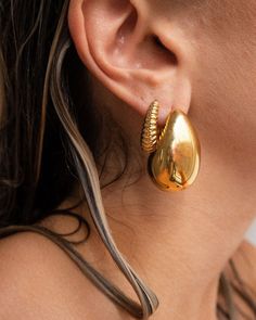 Gia Hoops in Gold - The Shoe Hive Exclusive Earrings, Personalised Jewellery Necklaces, Sensitive Ears Earrings, Luv Aj, Ear Earrings, Solitaire Studs, Waterproof Jewelry, Branded Gifts, Diamond Shop