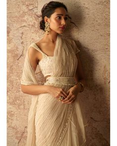 Jeweled Embroidered Sari | Ridhi Mehra Ridhi Mehra, Ruffle Saree, Embroidered Belt, Traditional Indian Outfits, Party Wear Indian Dresses, Dress Indian Style, Stylish Sarees