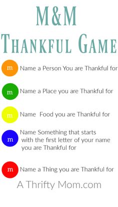 a colorful thank card with the words m & m, and an image of a person's name