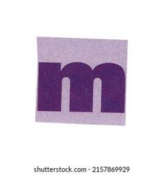 the letter m is shown in purple and white