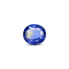 an oval blue sapphire stone on a white background with clippings to the side