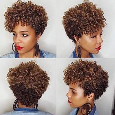 Brown Pixie, Cabello Afro Natural, Wigs Blonde, Curly Crochet Hair Styles, Blonde Highlight, Curly Hair Photos, Pelo Afro, Golden Honey