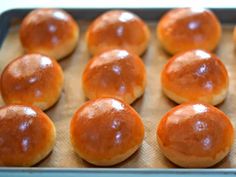 the recipe for brioche buns is shown in this image with text overlay