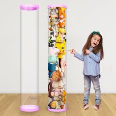 PRICES MAY VARY. Large storage capacity, Saving space：This stuffed animal organizer is cylindrical in shape and stands vertically on the floor. Base diameter is 10.4 inches and height is 60 inches. It makes full use of the vertical space and has a large storage capacity while occupying only a small floor space. Transparent tube body with decorative effect: The tube body of this stuffed animal holder is made of high-quality PET material with high light transmittance, and the image of the plush to Zoo Stuffed Animal Holder Diy, Diy Zoo For Stuffed Animals, Zoo Cage For Stuffed Animals, Corner Stuffed Animal Zoo Diy, Stuffed Aminal Storage Kids Rooms, Stuffed Animal Holder, Large Toy Storage, Toy Chests, Doll Storage