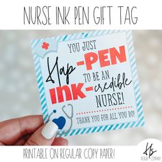 a person holding up a card that says, you just hop - pen to be an excellent nurse thank you for all you do