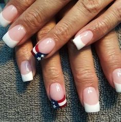 Nails Dipped, July Nail Designs, American Flag Nails, American Manicure, Flag Nails, Usa Nails, Nails Dip, Fourth Of July Nails, Graduation Nails