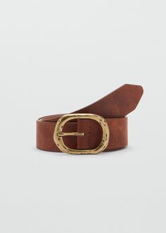 Textured belt with buckle - Women | MANGO USA Mango Clothing, Frock And Frill, Belt With Buckle, Womens Leather Belt, Mango Outlet, Gold Belts, Girly Accessories, Fashion Belts, Brown Leather Belt