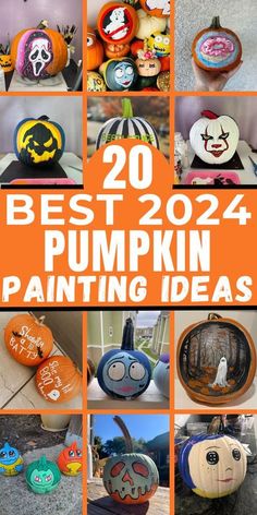 pumpkins painted with the words best pumpkin painting ideas