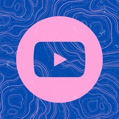 a blue and pink background with an image of a video play button in the center