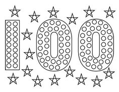 the word 100 is written in black and white with stars around it on a white background